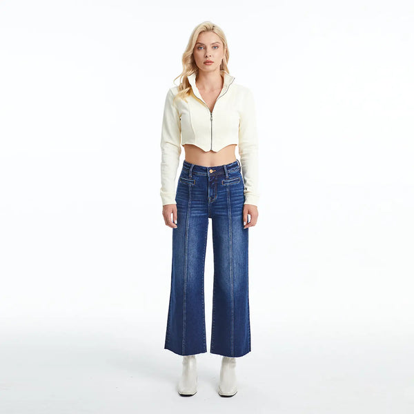 fletcher high rise wide leg jeans | dark wash