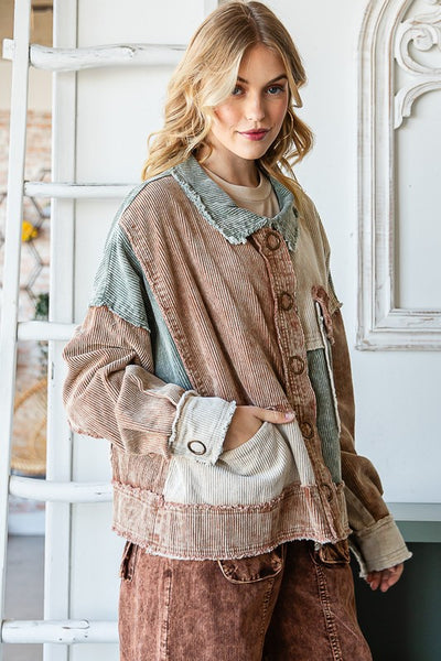 must be dreaming mineral wash corduroy jacket | olive mix