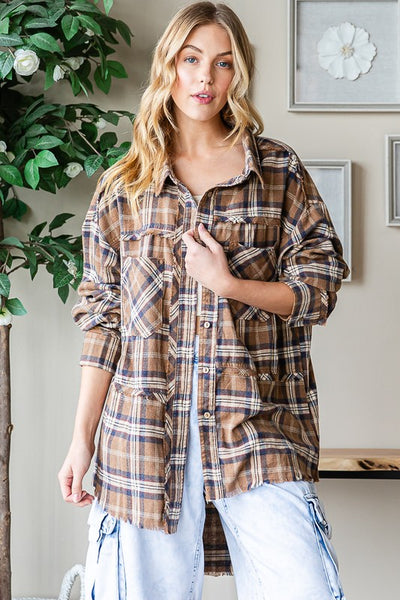 steal you away mineral wash flannel | coffee
