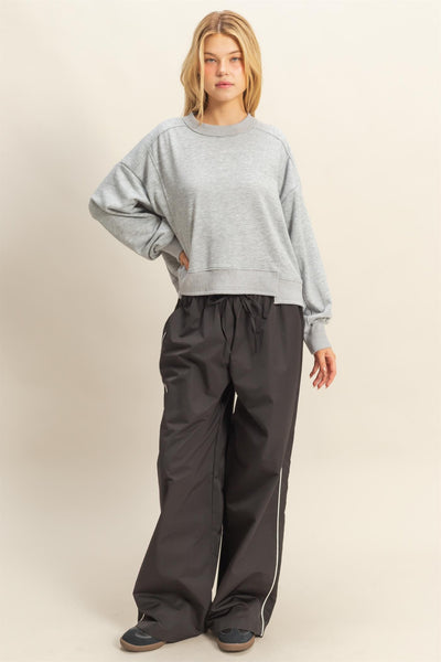 feeling like this layered hem sweatshirt | heather grey