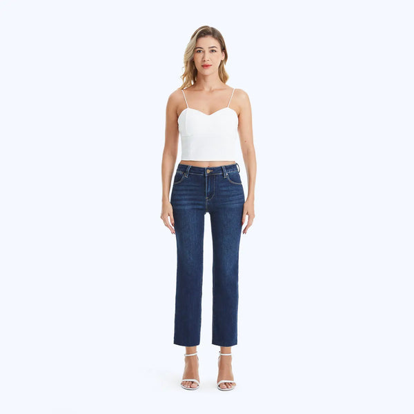millie mid rise cropped straight leg jeans | dark wash