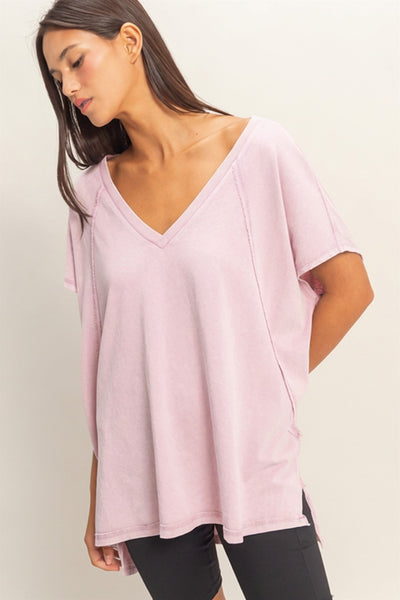 feeling your best oversized mineral wash top | soft pink