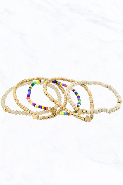 set of five beaded bracelets | multi