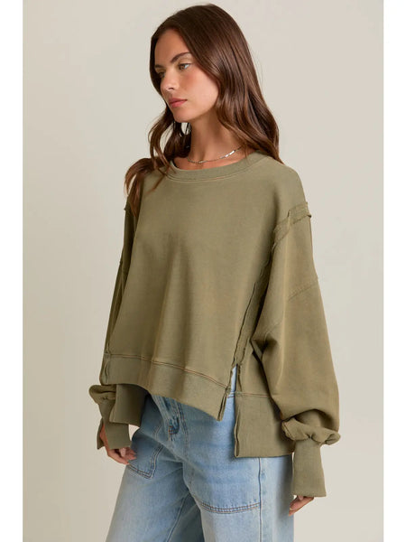 cool girl comfort cropped sweatshirt | olive
