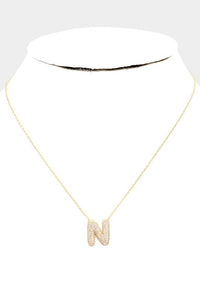 14k pave bubble initial necklace | gold dipped