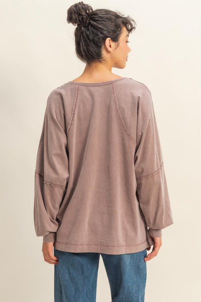 in the daylight washed oversize top | chestnut