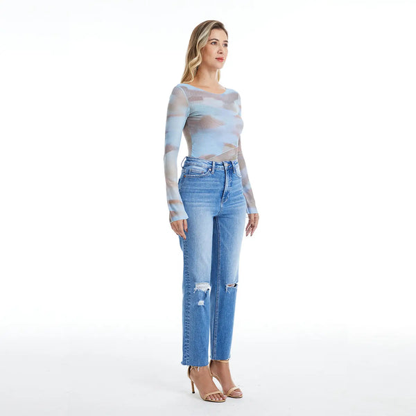 baylor high rise slim straight jeans | surf blue
