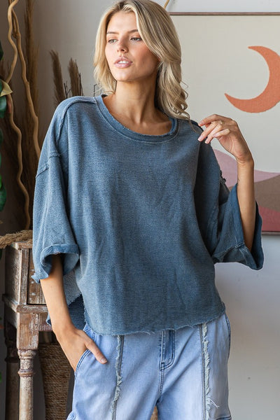 chance meeting mineral wash relaxed tee | blue