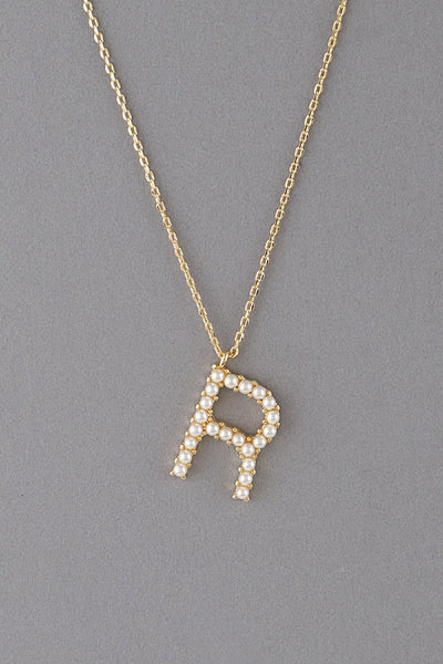 pearl initial pendant | gold dipped