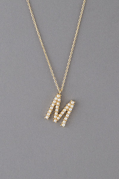 pearl initial pendant | gold dipped