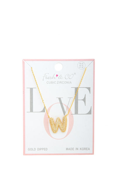 14k pave bubble initial necklace | gold dipped