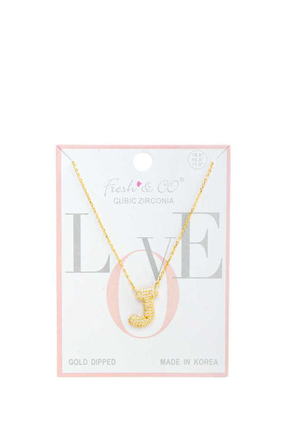 14k pave bubble initial necklace | gold dipped