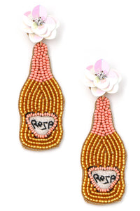 floral rose seed bead earrings | gold