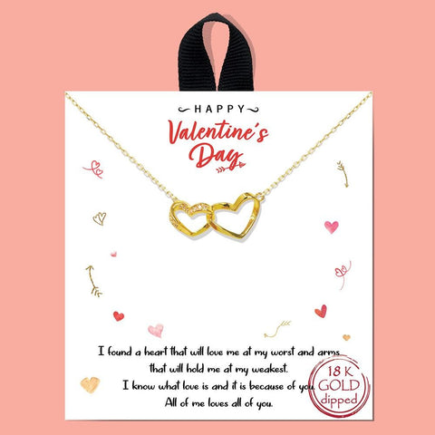 18k linked hearts necklace | gold