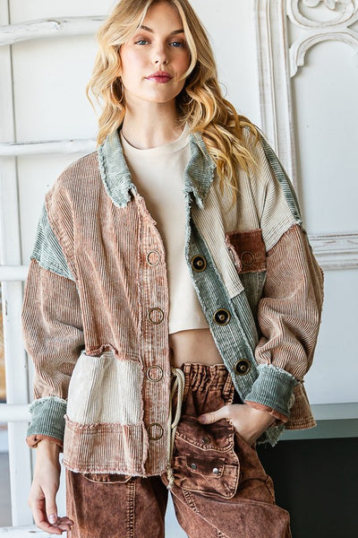 must be dreaming mineral wash corduroy jacket | olive mix