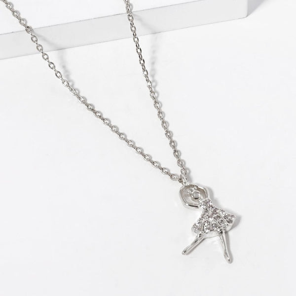 dainty chainlink ballerina necklace | silver