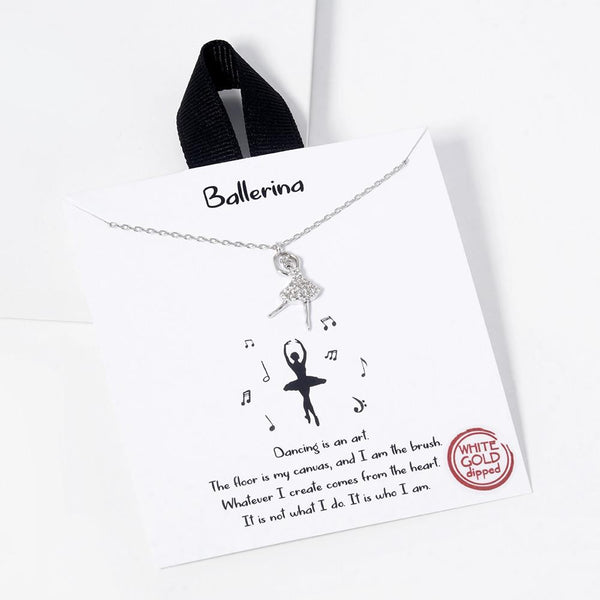 dainty chainlink ballerina necklace | silver