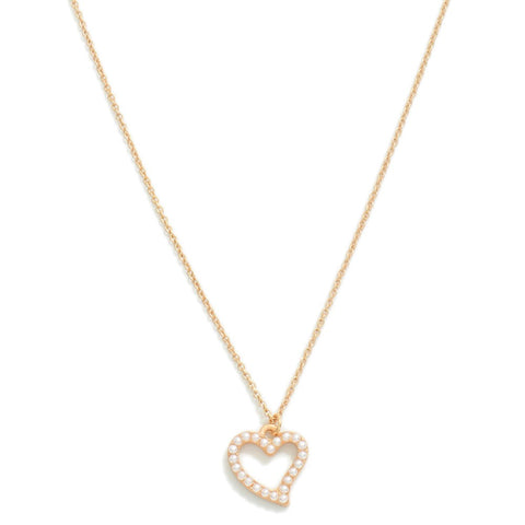 dainty pearl heart necklace | gold
