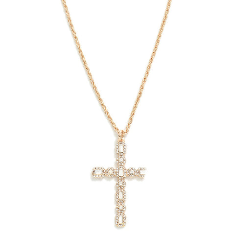 pave cross pendant necklace | gold