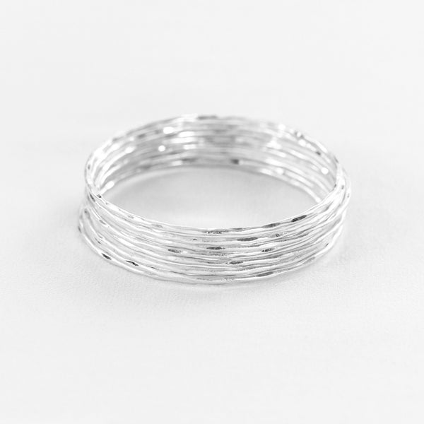 set of eight hammered metal bangles!