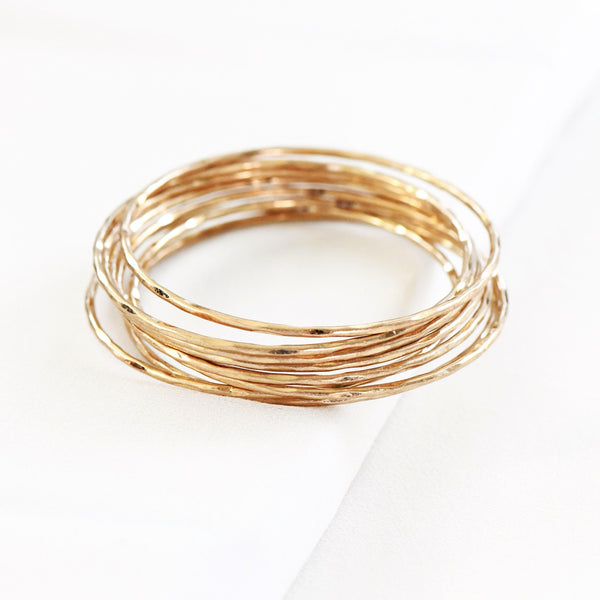 set of eight hammered metal bangles!