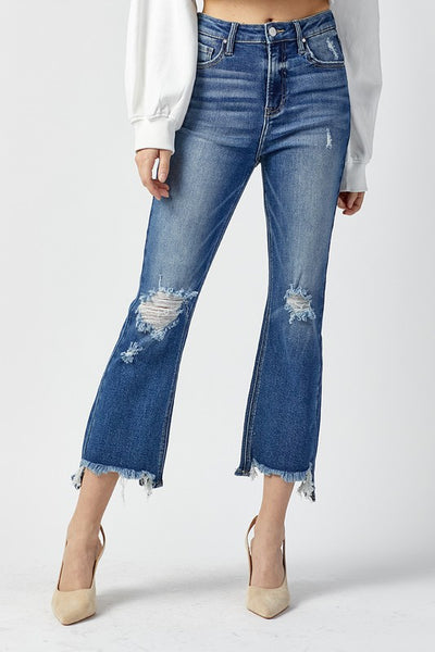 tessa high-rise cropped flare jeans | dark wash