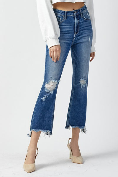 tessa high-rise cropped flare jeans | dark wash