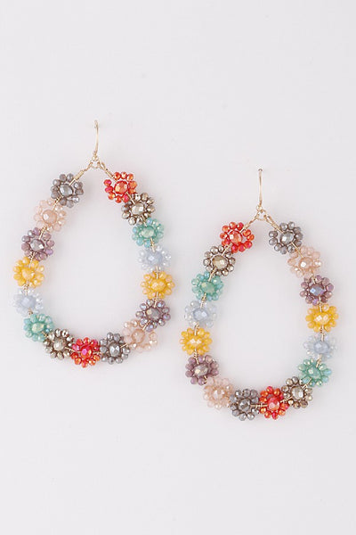 beaded teardrop earrings | mini flowers