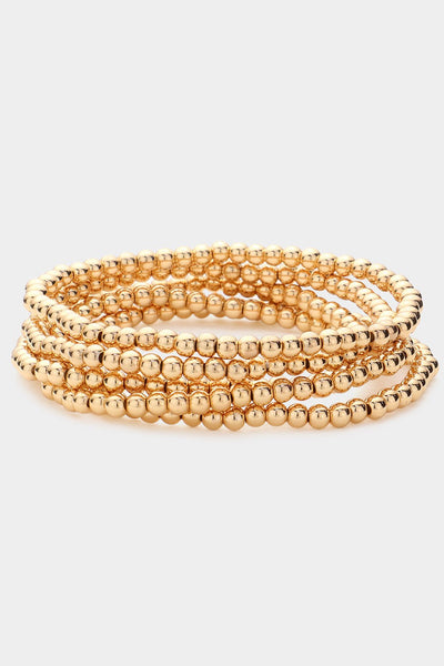metal ball stackable bracelets | gold