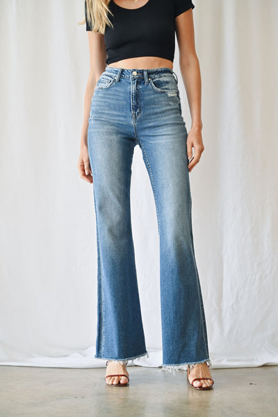 caylie super high rise vintage flare jeans | benegas