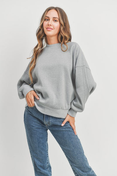 on your side brushed pullover | heather grey