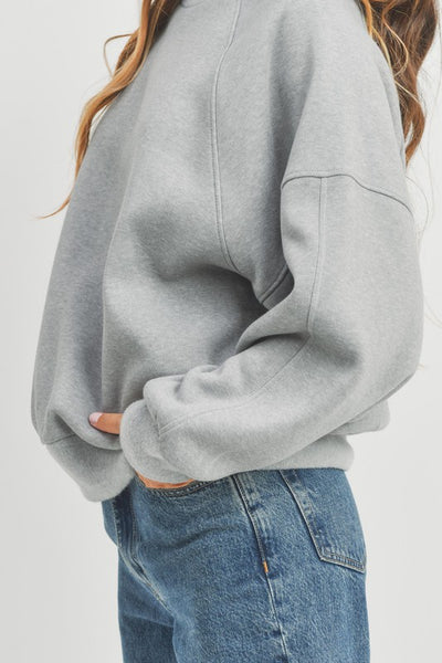 on your side brushed pullover | heather grey
