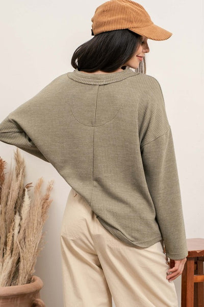 casual crush ribbed top | light olive