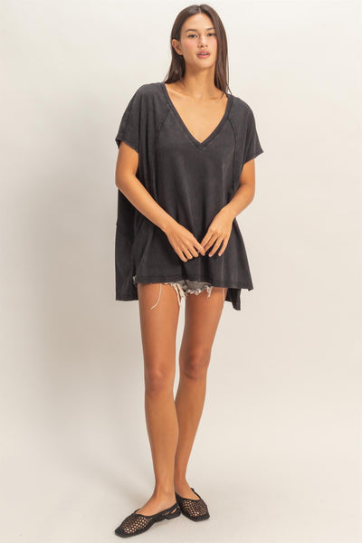 feeling your best oversized mineral wash top | black