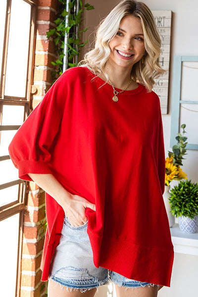 burst your bubble knit top | red