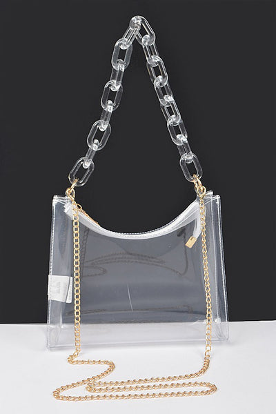clear transparent chain shoulder bag!