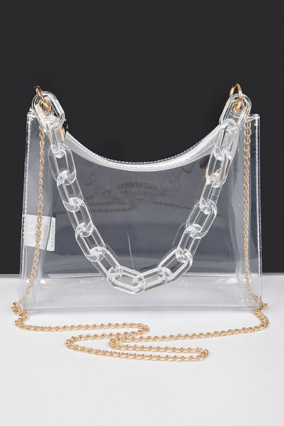 clear transparent chain shoulder bag!