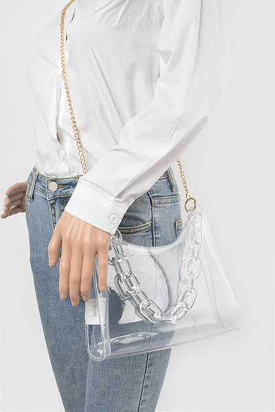 clear transparent chain shoulder bag!
