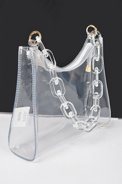 clear transparent chain shoulder bag!
