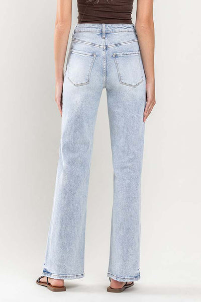 crystal vintage high-rise distressed flare jeans | light wash