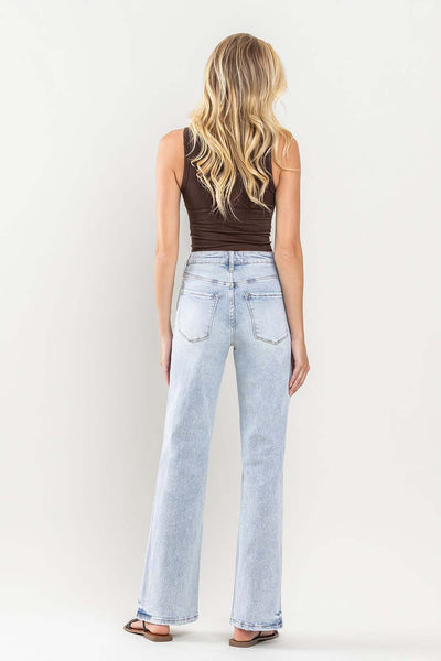 crystal vintage high-rise distressed flare jeans | light wash