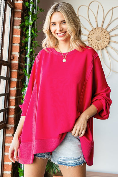 free your mind french terry top | fuchsia