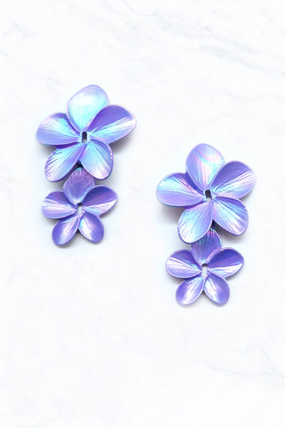 metal double flower dangle earrings!