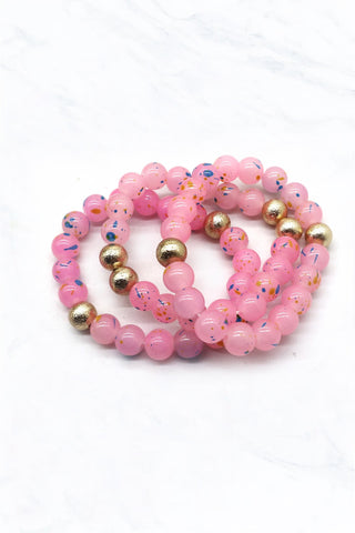 splatter beaded bracelet | light pink