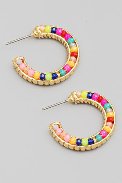 thin beaded hoop earrings, small!