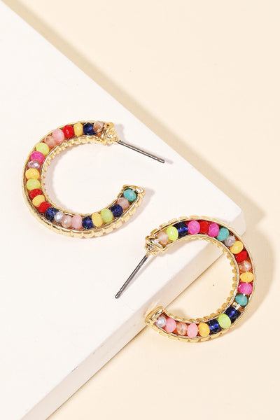 thin beaded hoop earrings, small!