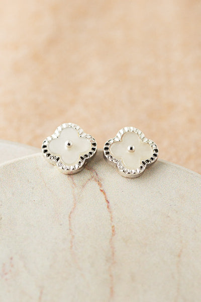 quatrefoil studs | opal