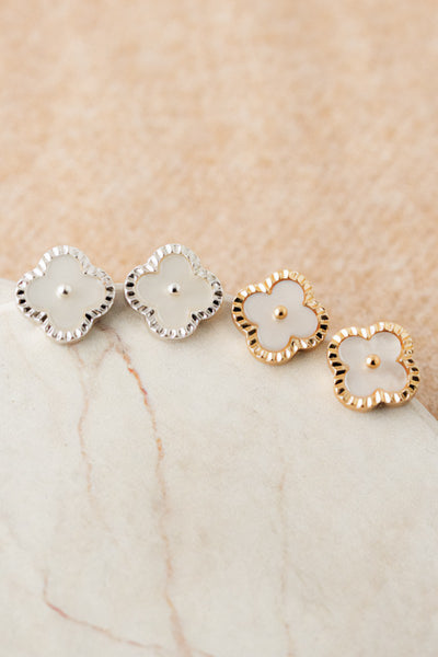 quatrefoil studs | opal