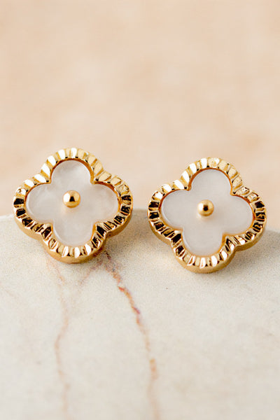 quatrefoil studs | opal