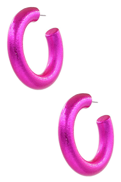 metallic sparkle open hoops | small